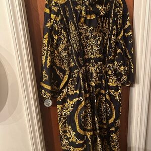 Black and Gold Colored Maxi Dress